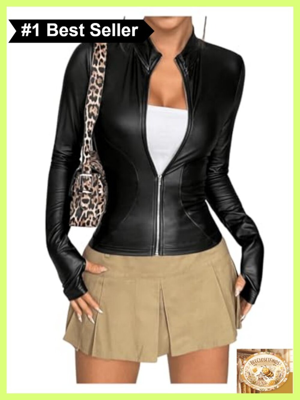 Faux Leather Jacket Thin Fleece Slim Fit Motorcycle Coat